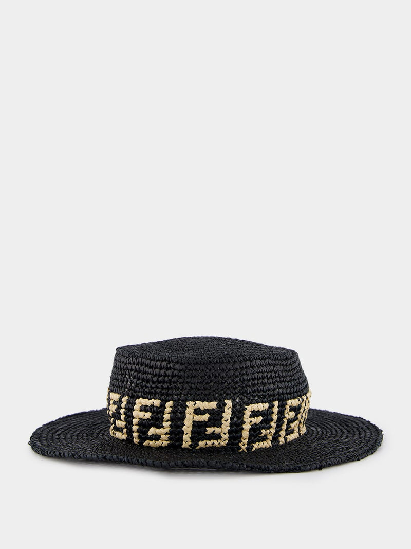 Black Raffia FF Hat