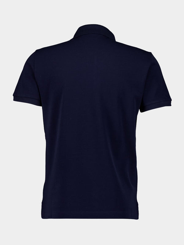 Navy Embroidered Piqué Polo Shirt