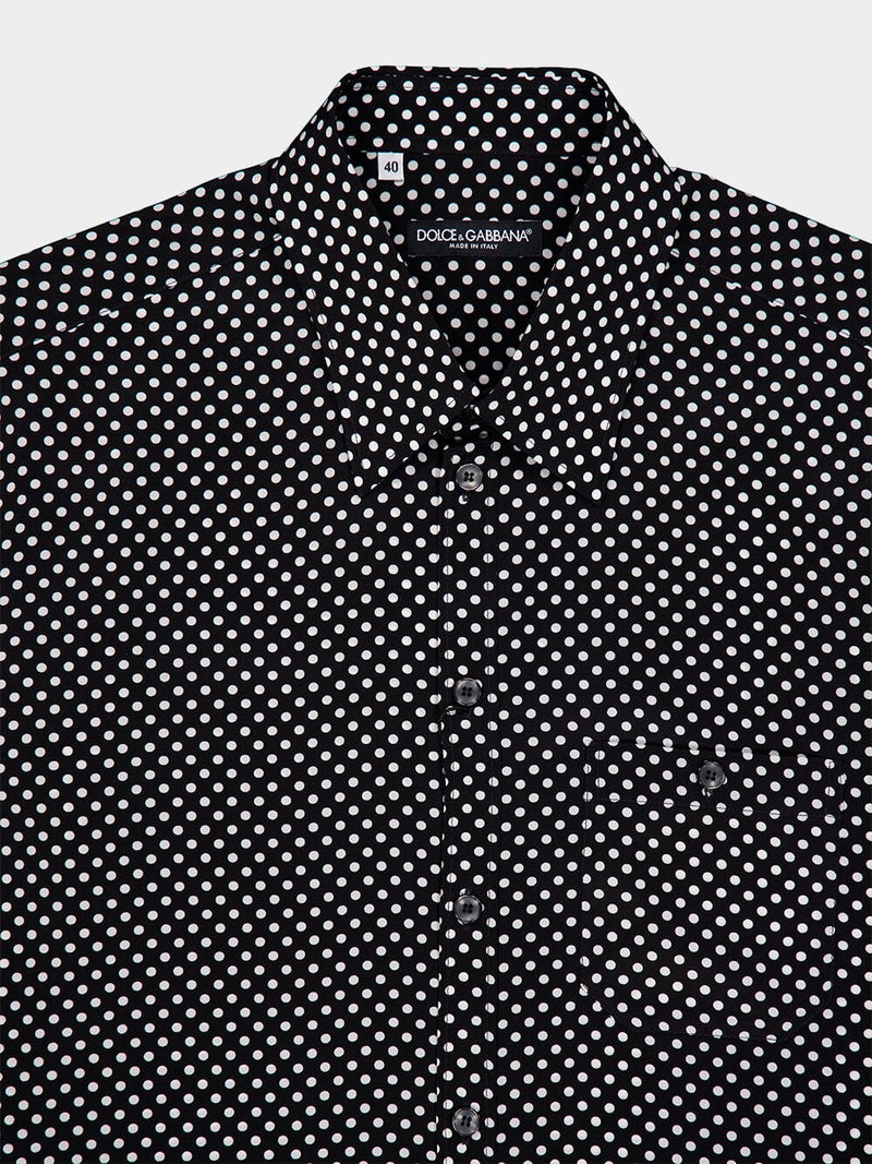 Crepe de Chine Silk Polka Dot Shirt
