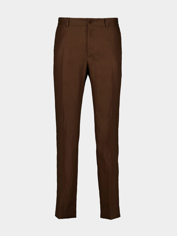 Tailored Brown Linen Pants
