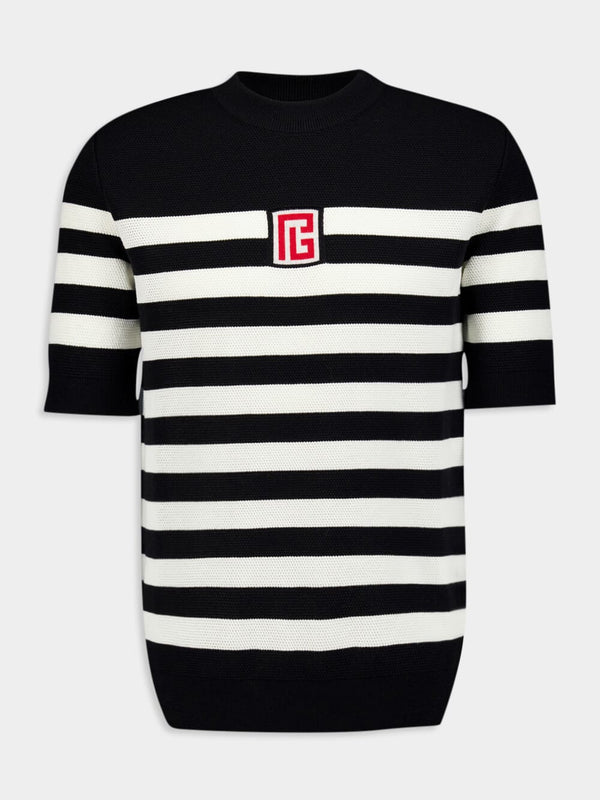 Striped Piqué Knit T-Shirt