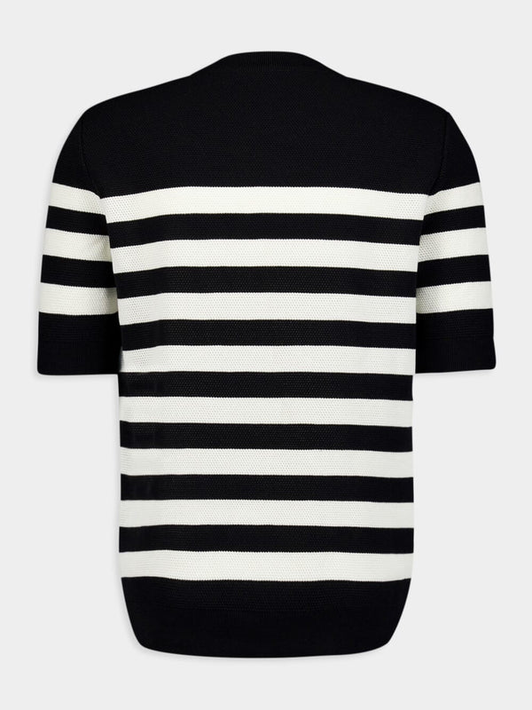 Striped Piqué Knit T-Shirt