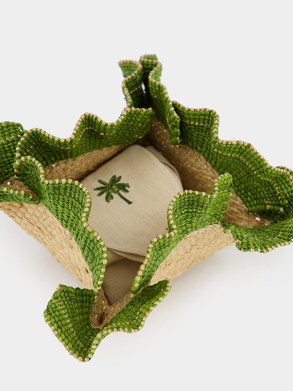 Mushroom Mandala Small Green Bread Basket