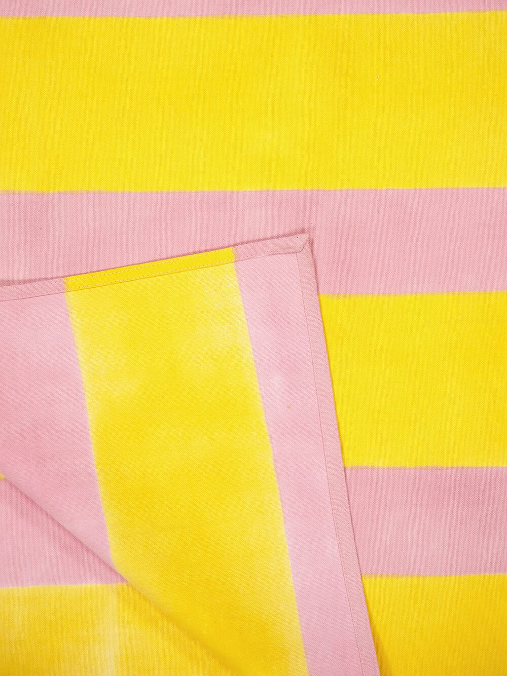 Striped Block Print Yellow Tablecloth