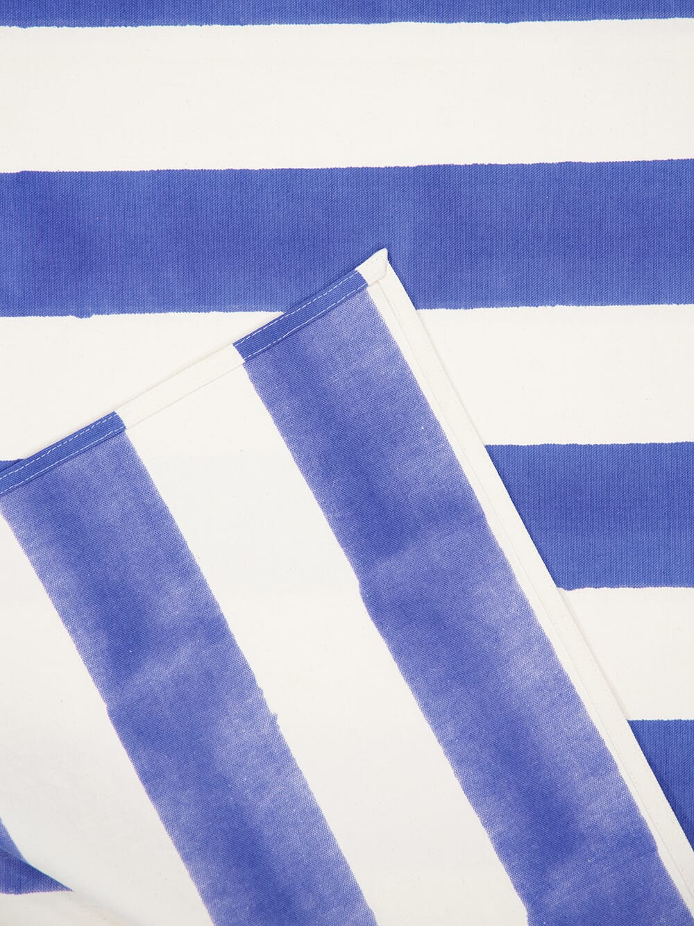 Striped Block Print Blue Tablecloth