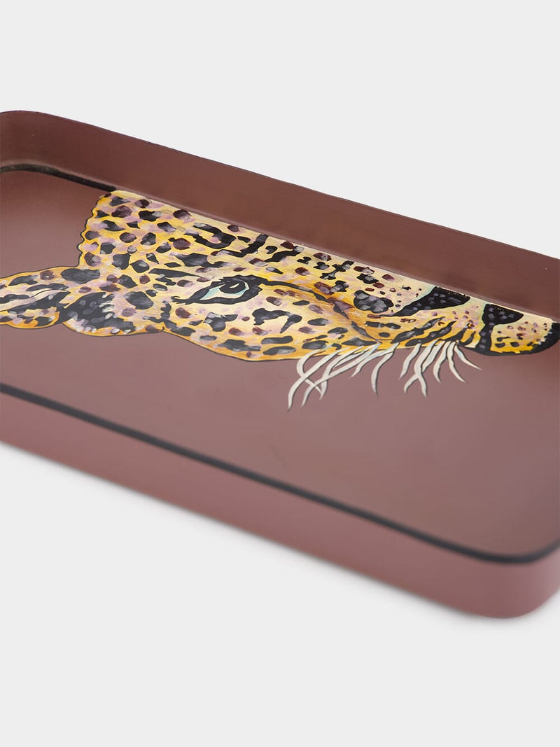 Handpainted Left Leopard Tray