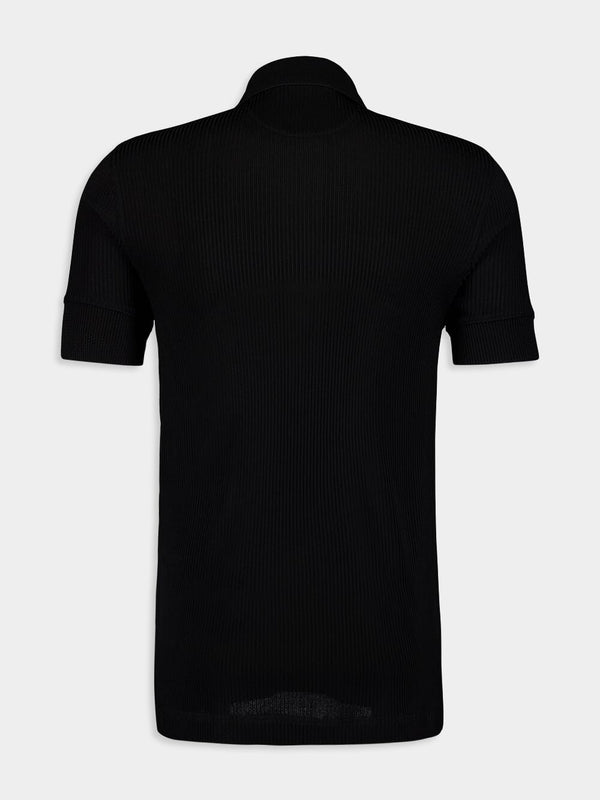 Textured Black Polo Shirt
