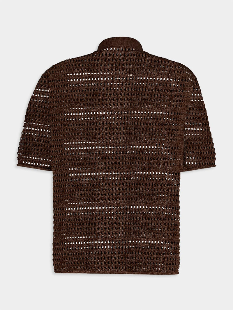 Open-Knit Chocolate Polo