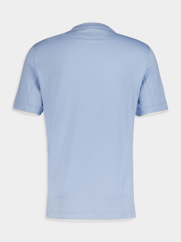 Crewneck Layered-Effect Blue T-Shirt