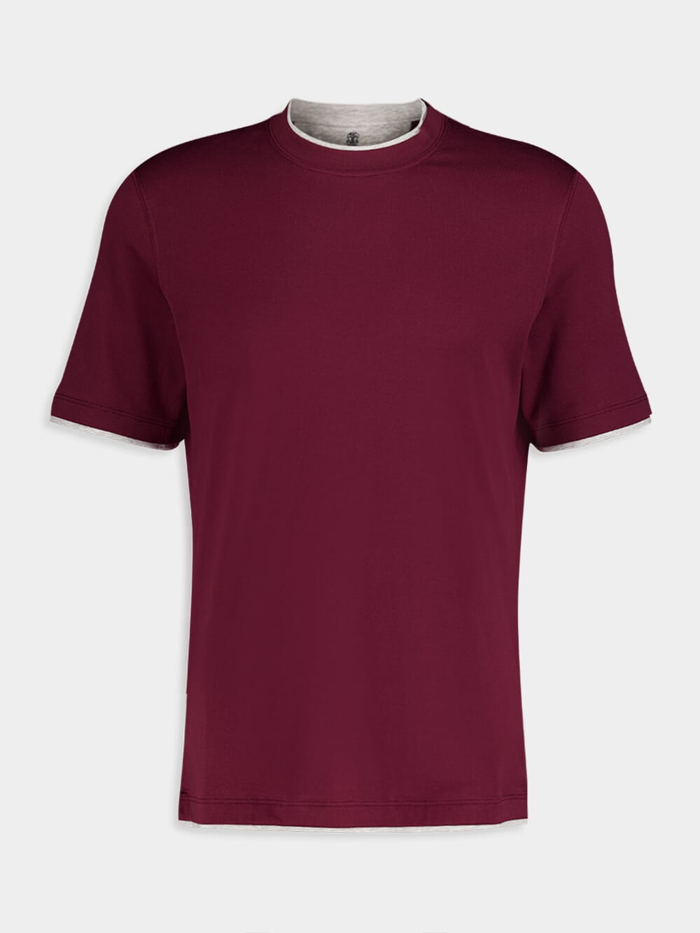 Brunello Cucinelli Crewneck Layered-Effect Burgundy T-Shirt | Fashion ...
