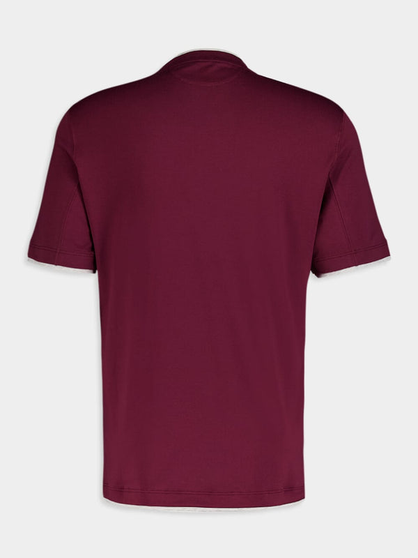 Crewneck Layered-Effect Burgundy T-Shirt
