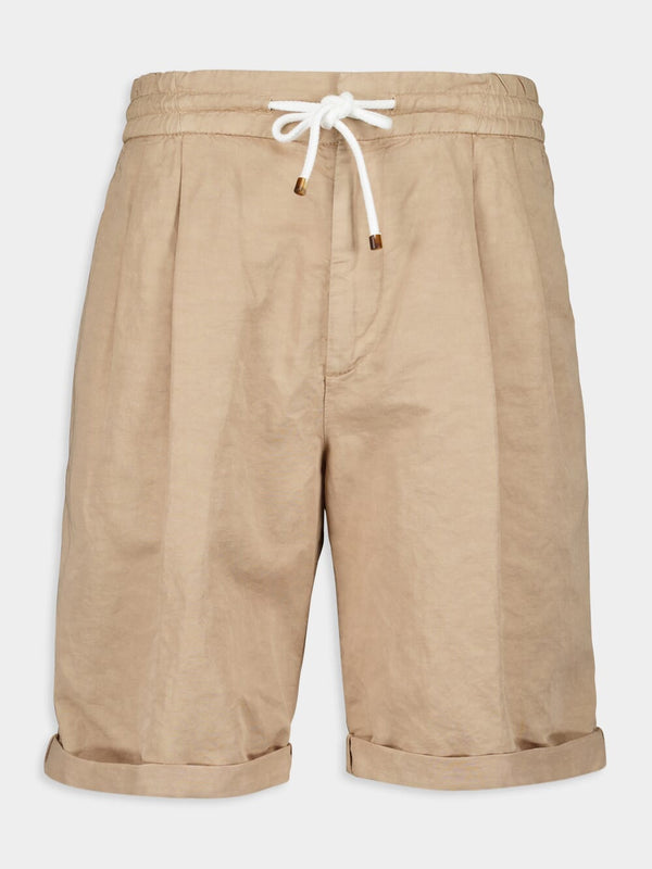 Twisted Linen Bermuda Shorts