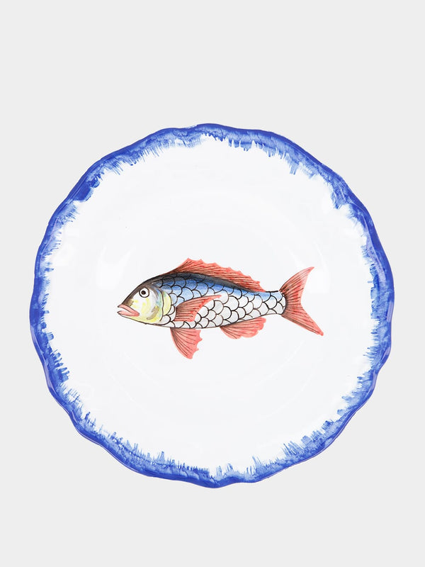 La Menagerie D'ete Fish Blue Dessert Plate