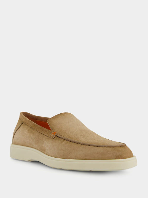 Suede Almond-Toe Loafers