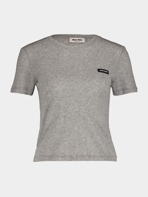 Grey Ribbed Jersey T-Shirt
