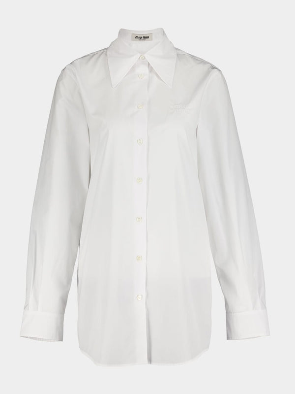 Embroidered White Poplin Shirt