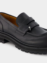 Black Leather Chunky Loafers