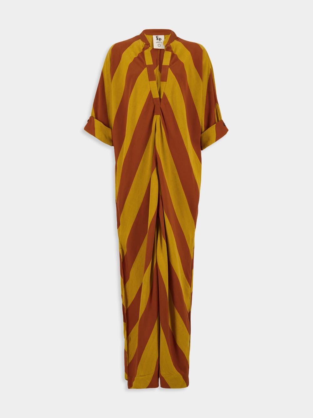 Marrakshi Life checked cotton kaftan dress - Yellow
