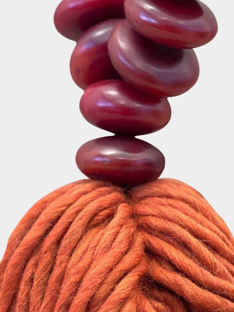 Alpaca Wool Mix Tassel Amber Red Sculpture