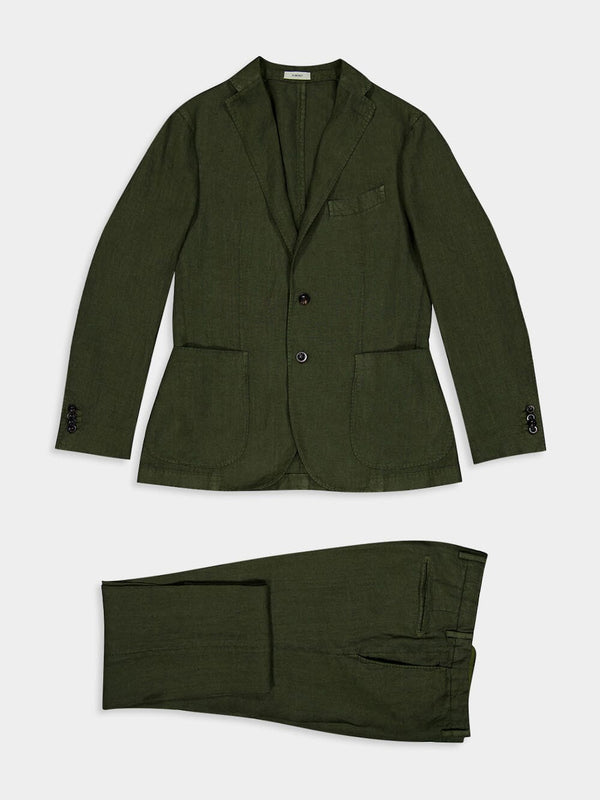 Olive Green Linen Suit