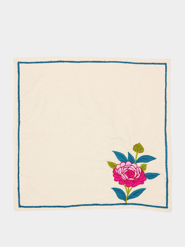 Embroidered Tropical Flower Napkin