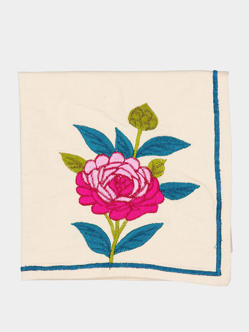 Embroidered Tropical Flower Napkin