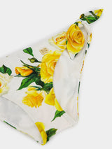 Yellow Rose Print Triangle Bikini