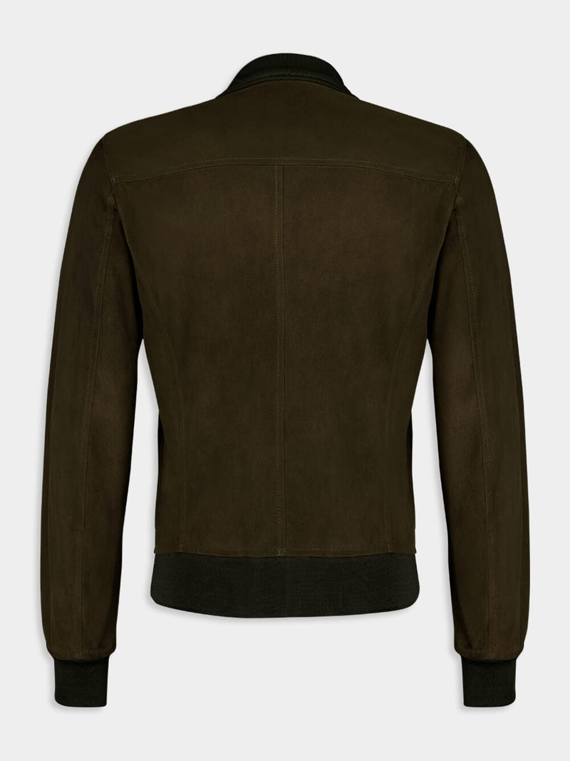 Zip-Up Suede Leather Jacket
