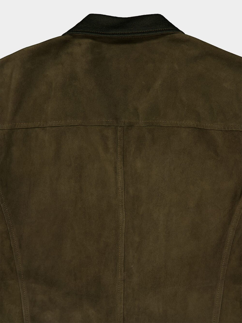 Zip-Up Suede Leather Jacket