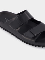 Agorà Black Leather Slides