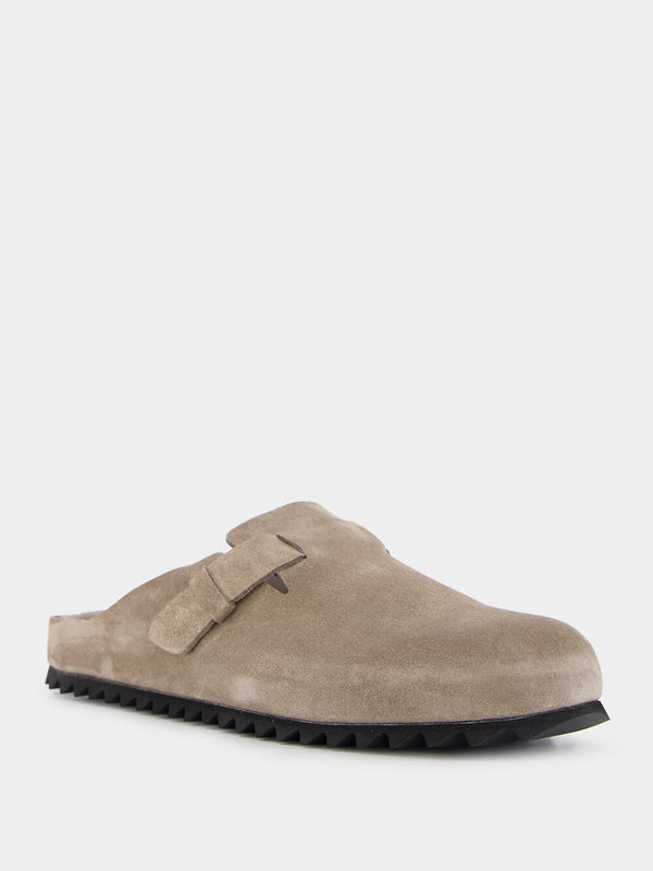 Agorà Taupe Suede Leather Slippers