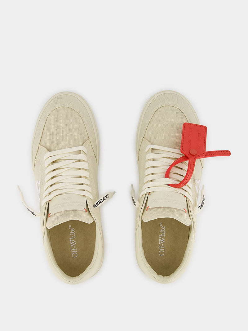 Contrasting-Tag Vulcanized Canvas Sneakers