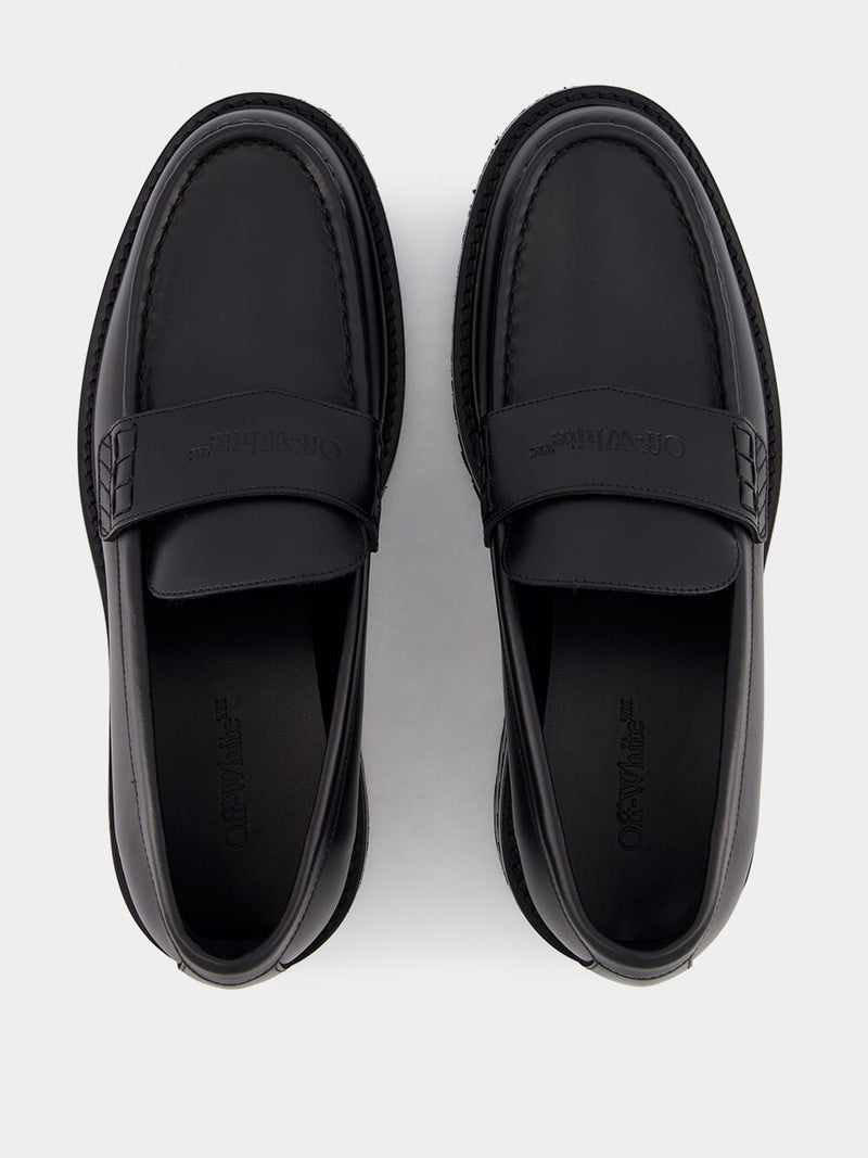 Leather Loafers with Debossed Logo