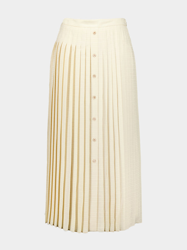 Logo-Jacquard Silk Pleated Skirt