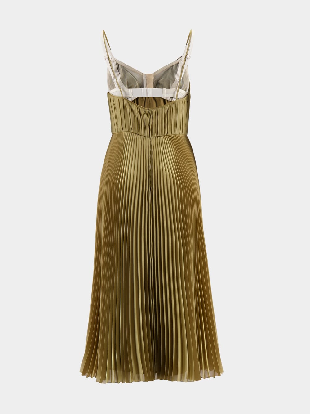 Gold pleated midi dress 2025