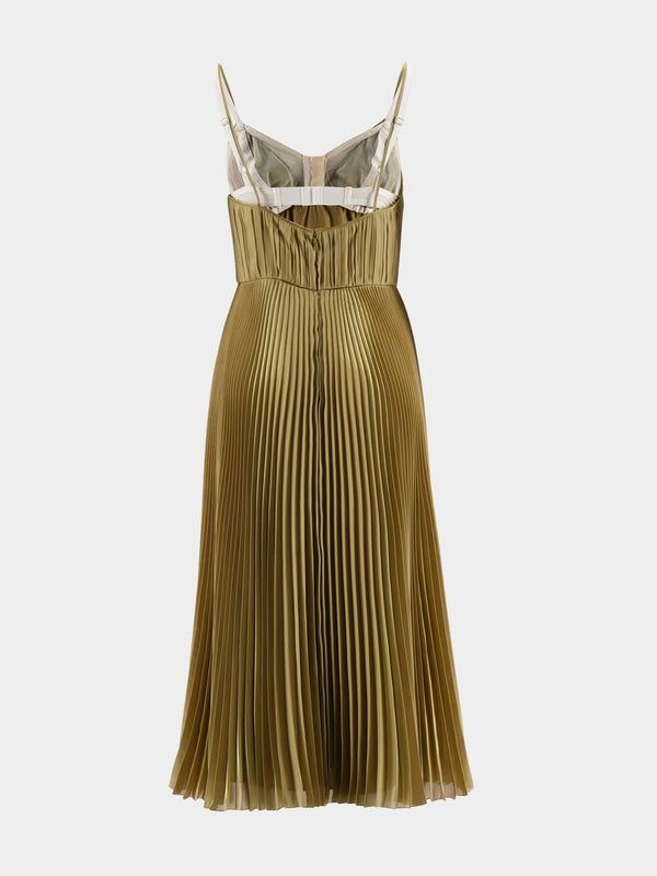 Gold Pleated Midi Dress