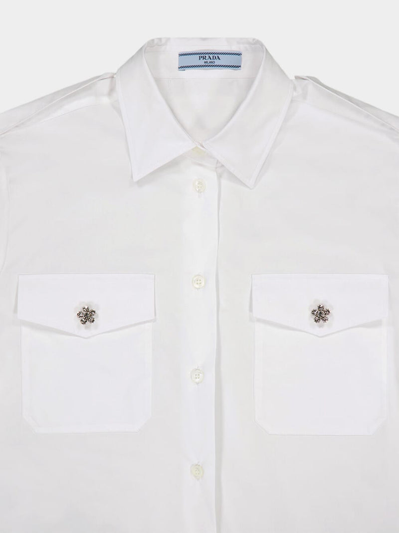 Crystal-Button Cotton Shirt