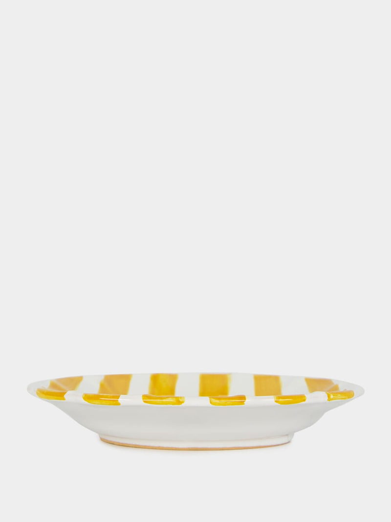 Ocher Stripe Dessert Plate