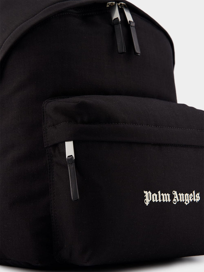 Logo Embellished Black Backpack