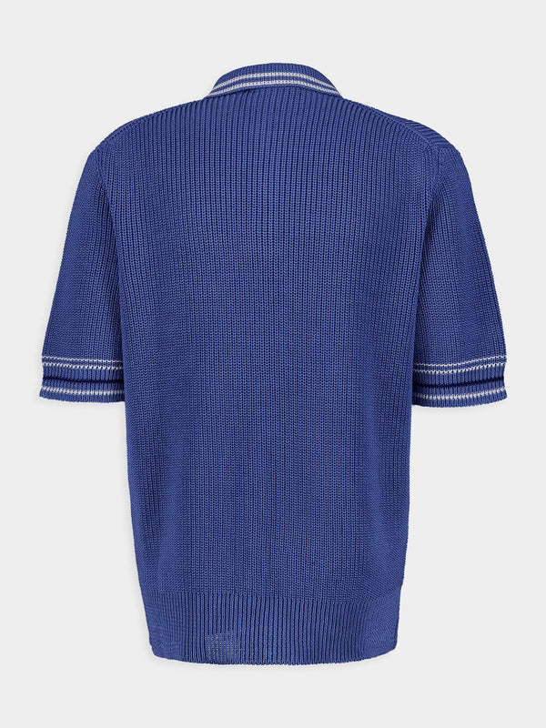 Embroidered Chunky-Knit Polo