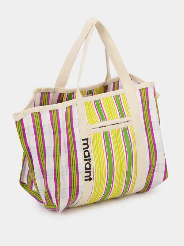Striped Canvas Top Handle Bag