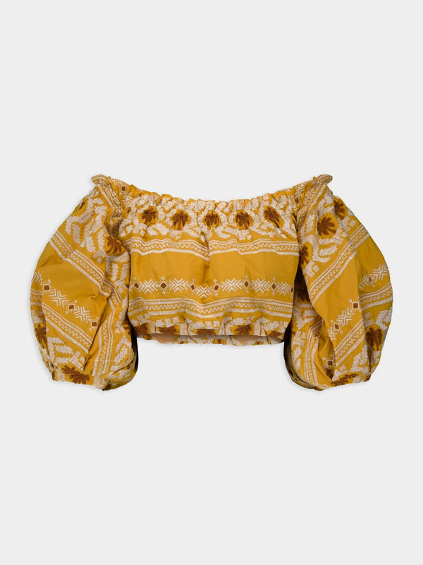 Cañaveral embroidered cotton cropped top
