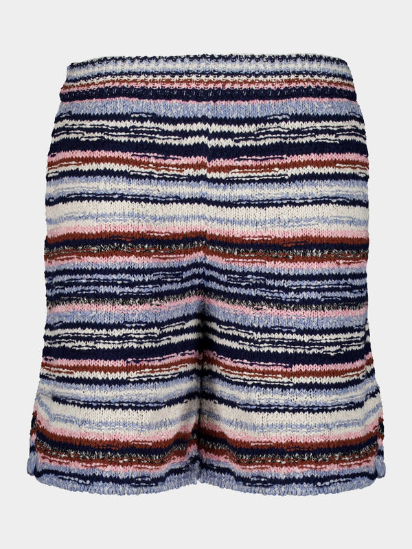 Striped Cotton Knit Shorts