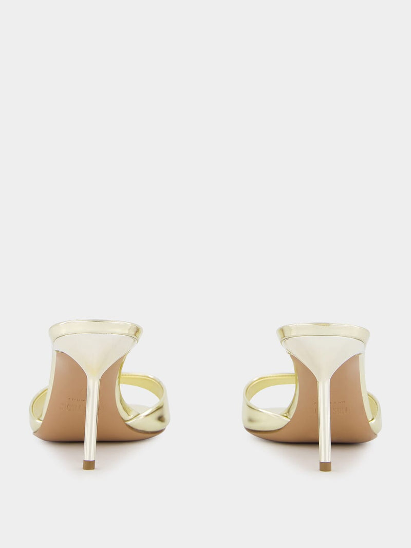 Lidia 70mm Gold Mirror Leather Mules