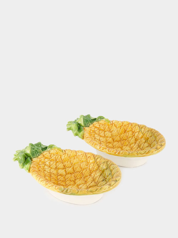 Set of 2 Handpainted Pineapple Ceramic  Side Plates