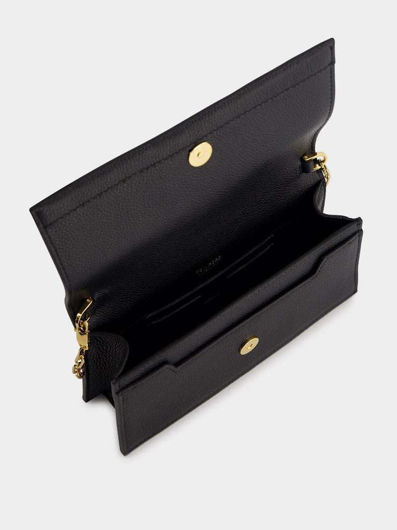 Grain Leather Clutch with Chain