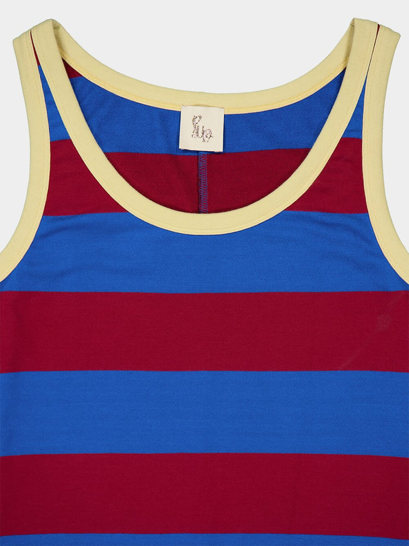 Saiph Striped Tank Top Dress With Embroidered Patch