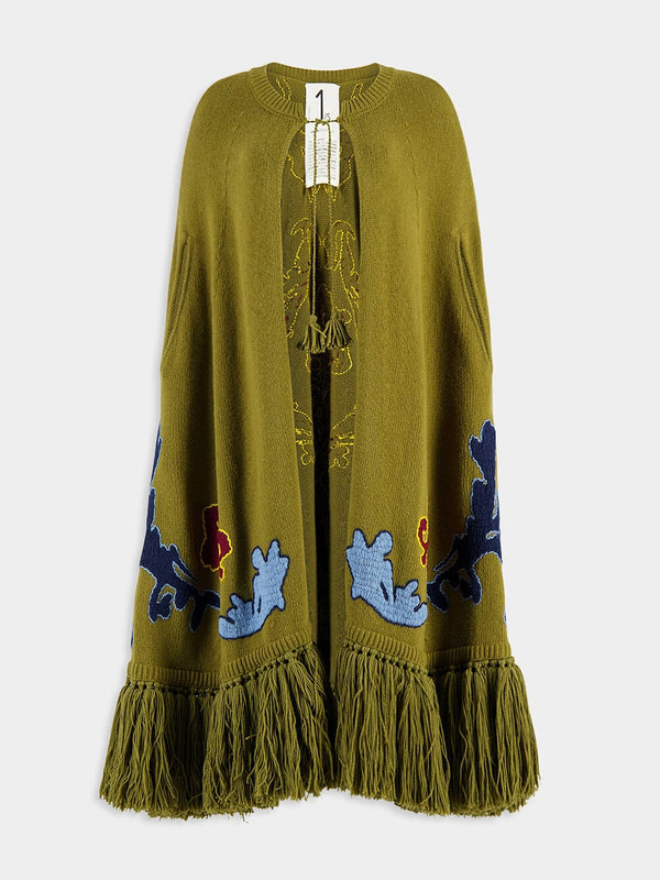 Saphire Embroidered Knitted Cape