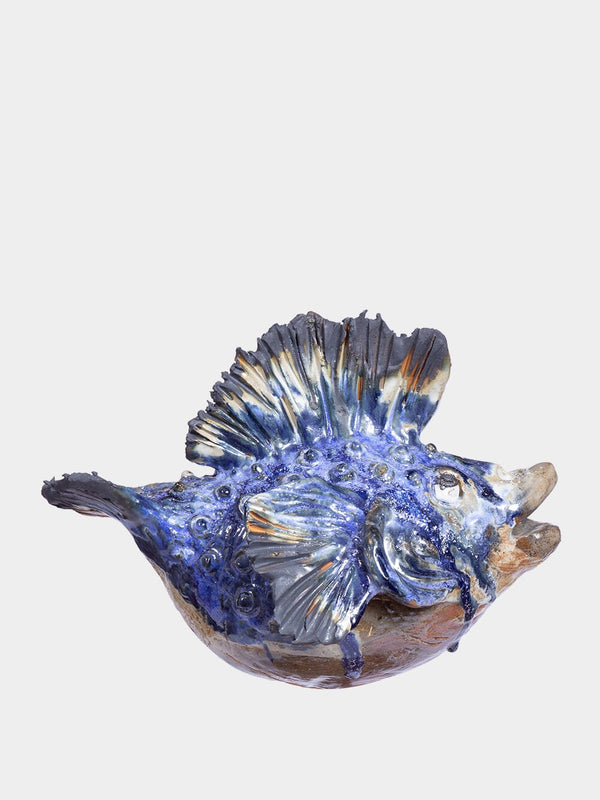 Blue Ball Fish Sculpture