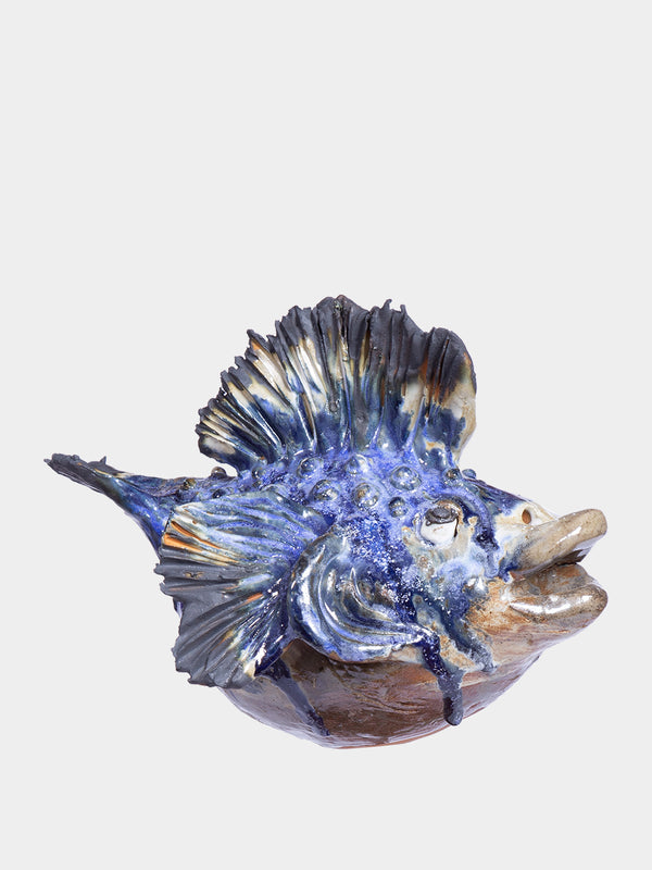 Blue Ball Fish Sculpture